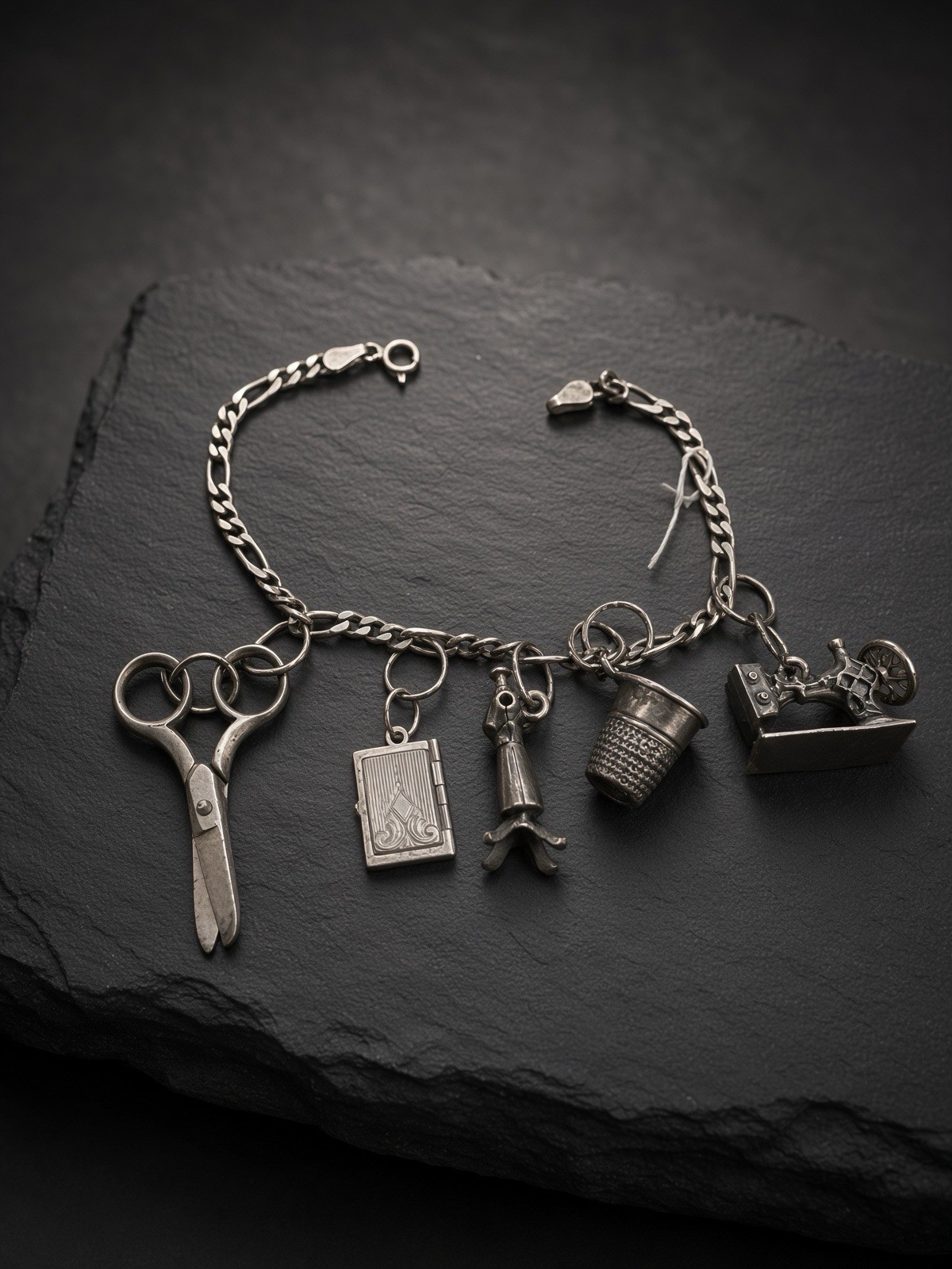 Vintage Sterling Silver Sewing Charm Bracelet – Artculating Movable Parts 22.7g