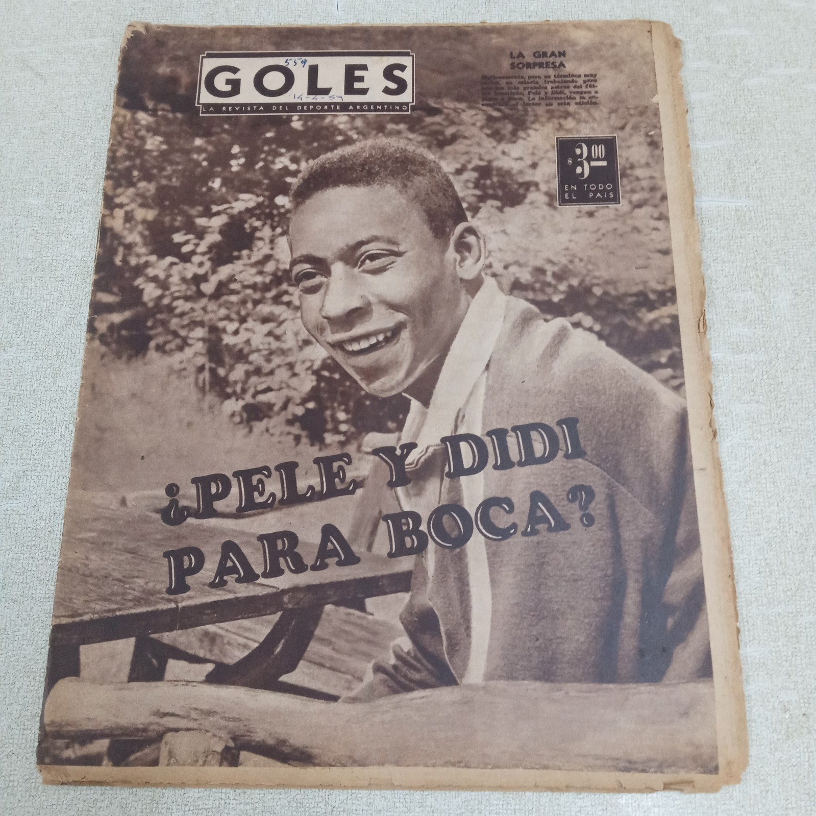 PELE , PRIMERA PORTADA EN REVISTA GOLES DE ARGENTINA , YEAR 1959 , VERY VERY RAR