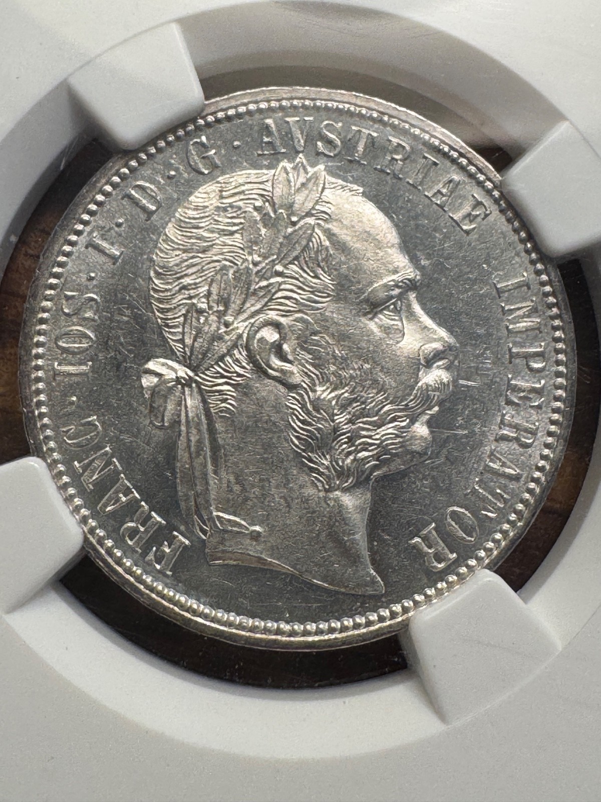 T2: Austria 1890 Silver MS 62 Florin. Free PROMPT Shipping.