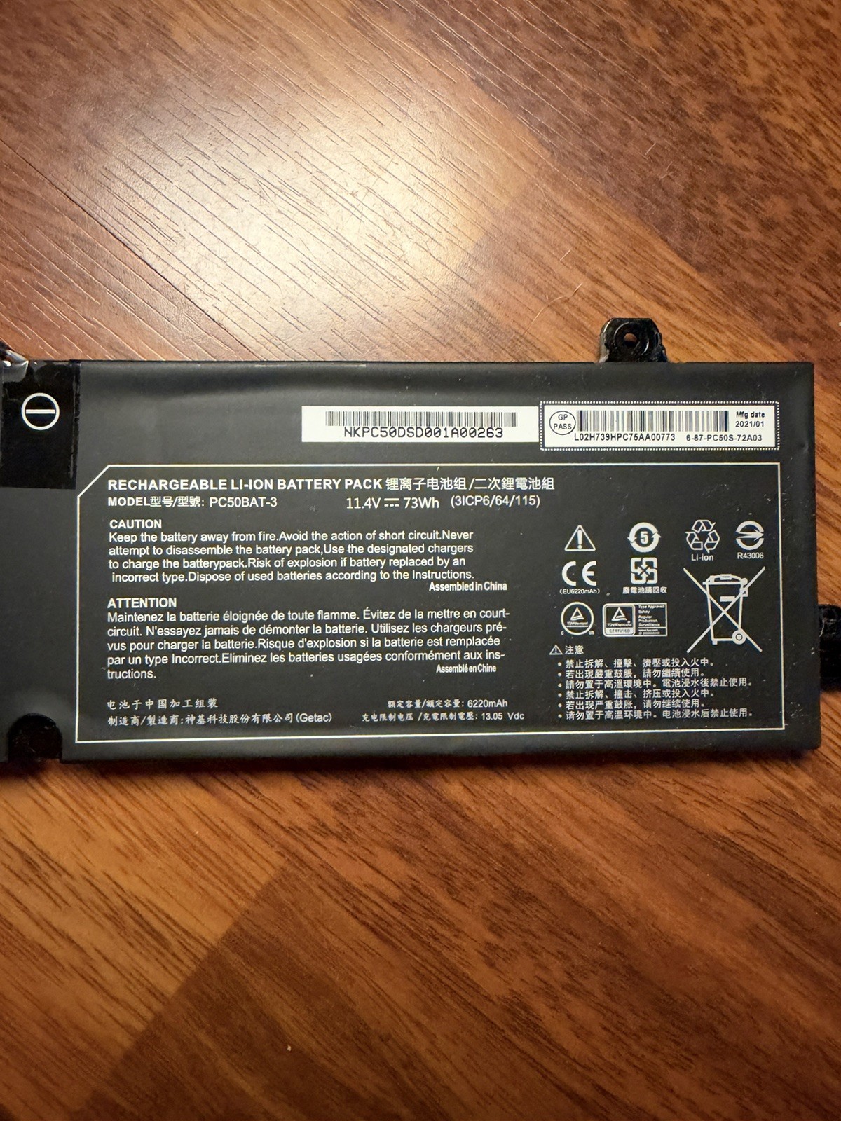 Genuine Clevo PC50BAT-3 Battery 73Wh 11.4V for Sager System76 PC50DS Laptop