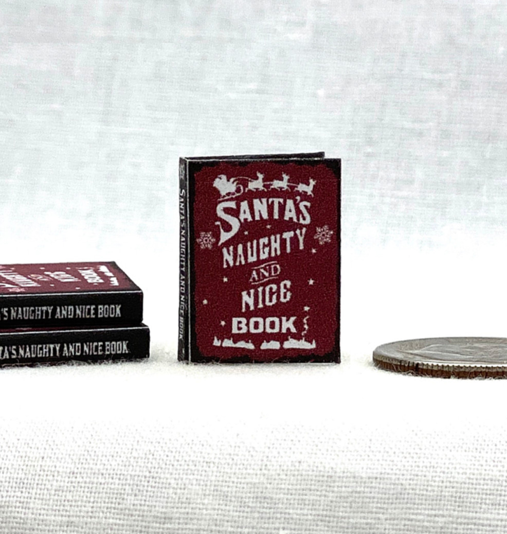 SANTA\'S NAUGHTY OR NICE Book Miniature 1:12 Scale Illustrated Readable Book