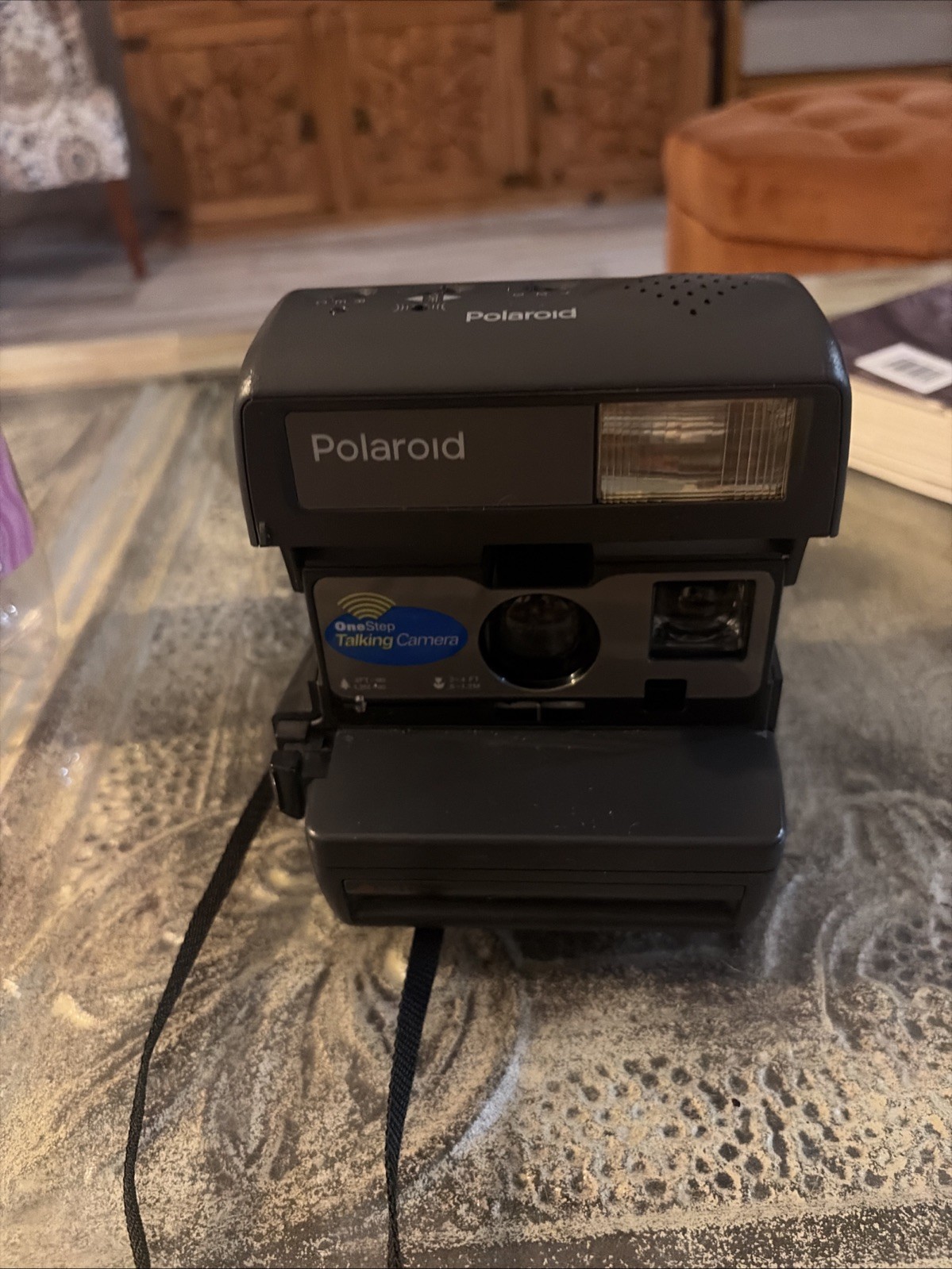 Vintage Polaroid OneStep Talking 600 Instant Film Camera Black Strap Tested