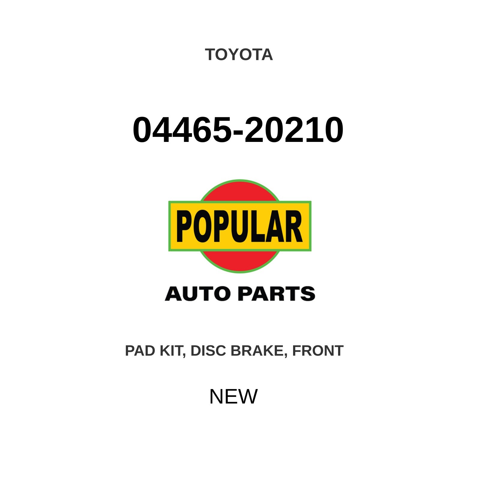 Genuine 1986-1993 Toyota Celica Disc Brake Pad Kit Front 04465-20210 Genuine 1986-1993 Toyota Celica Disc Brake Pad Kit Front 04465-20210