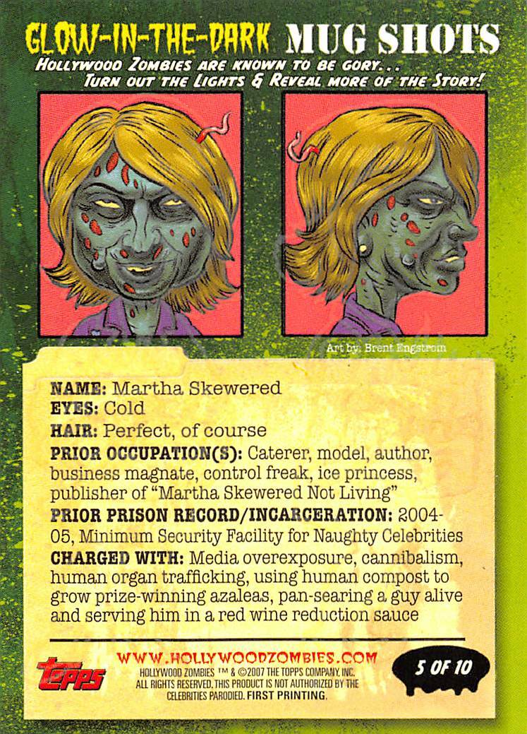 HOLLYWOOD ZOMBIES 2007 PICK-A-CARD BASE,FOIL,GLOW,BONUS,PROMO garbage pail kids