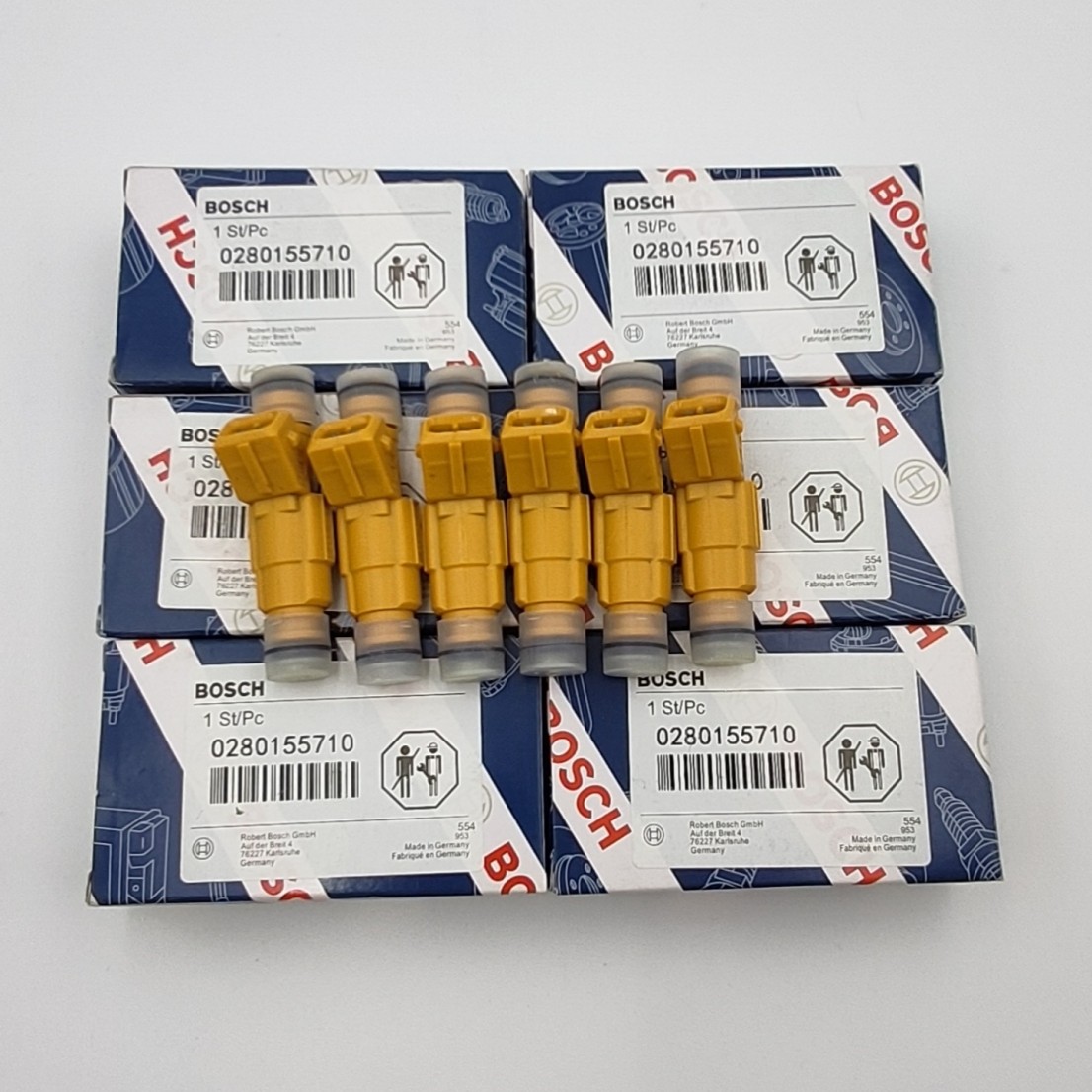 6pc OEM 0280155710 Bosch EV1 Fuel Injector For Jeep Wrangler Cherokee 4.0L