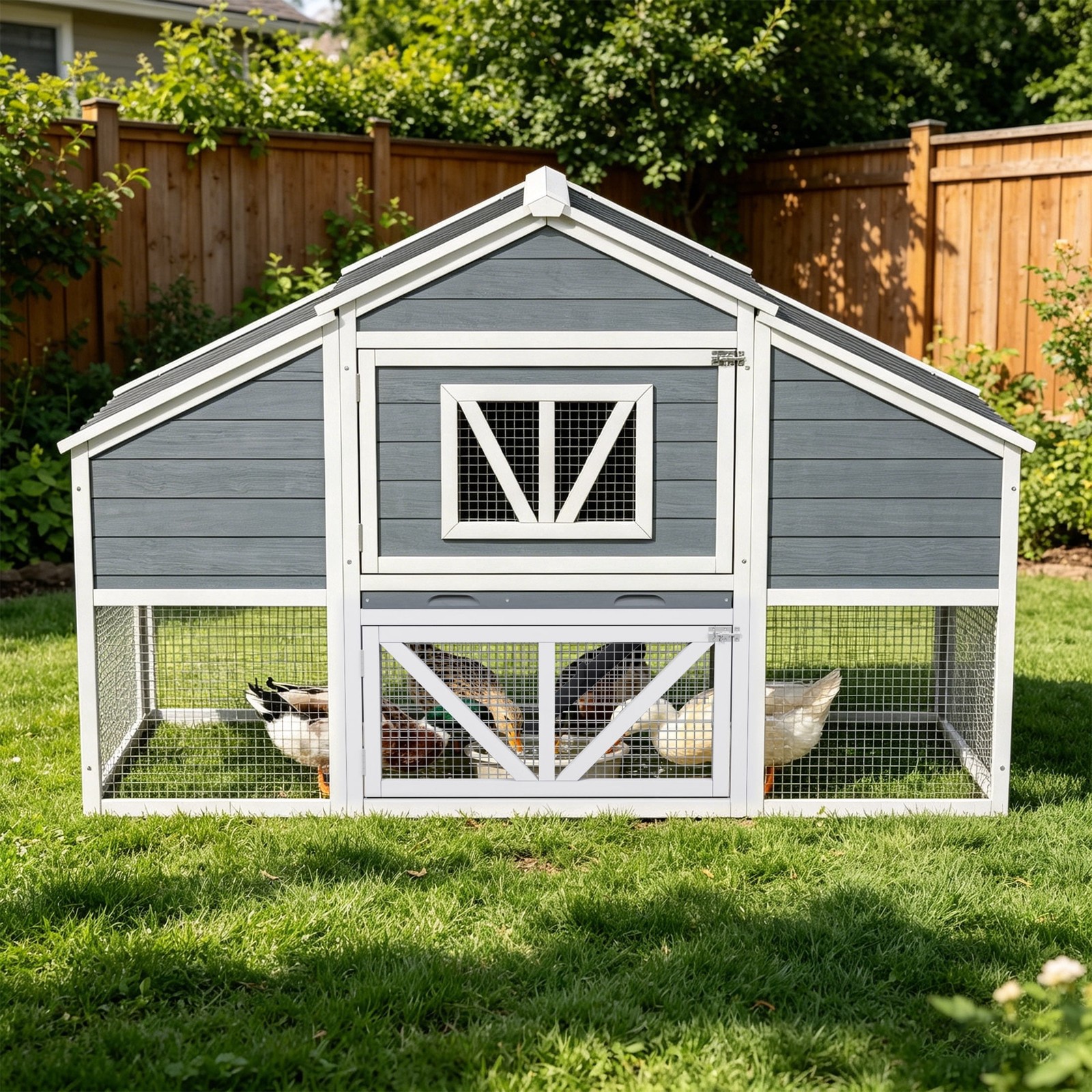 Large Weatherproof Triangular Chicken Coop with Nesting Box & Tray
