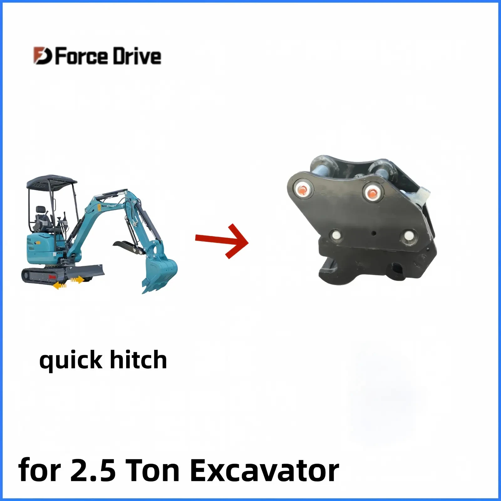 Quick-connect coupling suitable for 2.5-ton mini excavators, pin diameter 30 mm