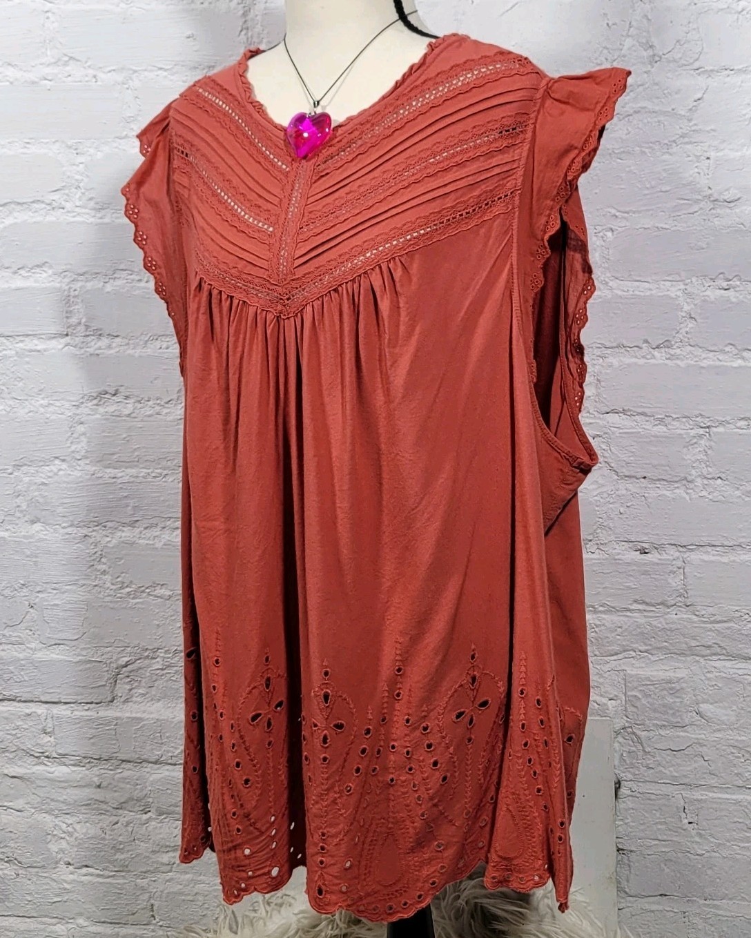 Torrid Womens 5X Burnt Orange Eyelet Boho Pintuck Festival Tank Torrid Womens 5X Burnt Orange Eyelet Boho Pintuck Festival Tank