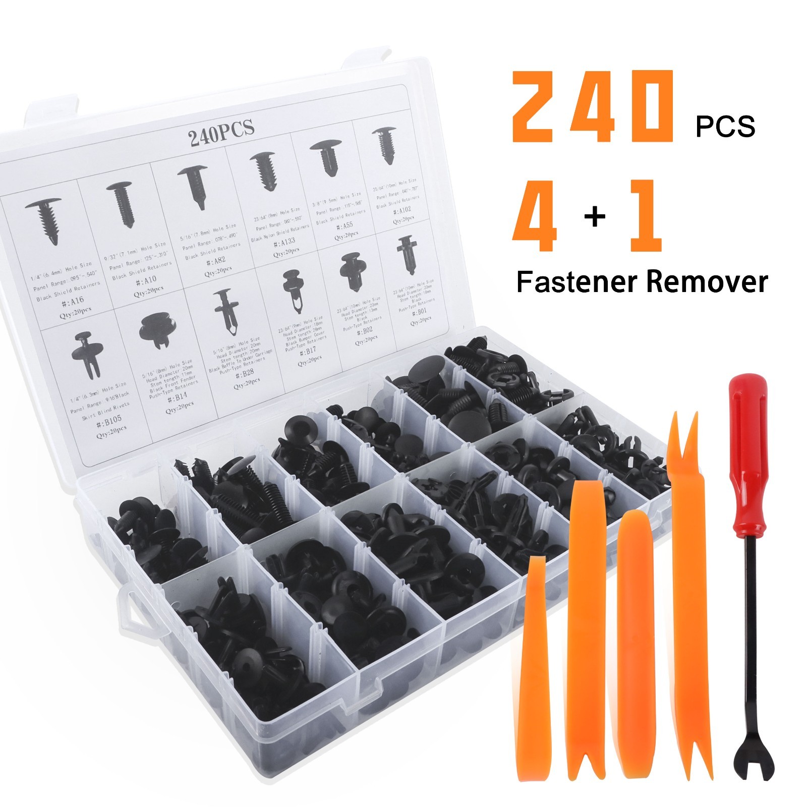 240pcs Car Plastic Push Pin Rivet Fasteners Assortment Kit with Remover Tool's