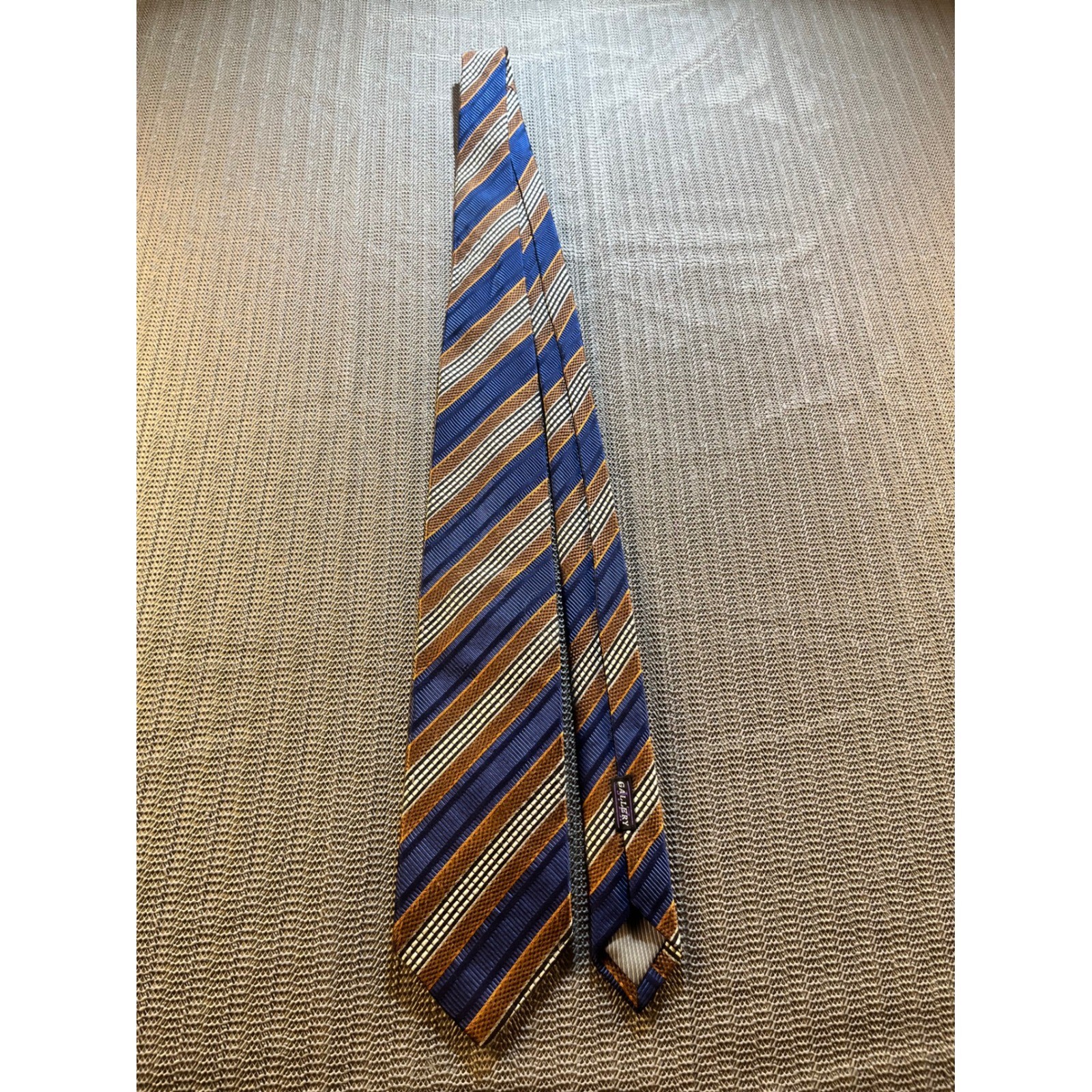 JZ Richards Gallery Collection Men Blue Brown Stripe Royal Mogador Silk Tie USA