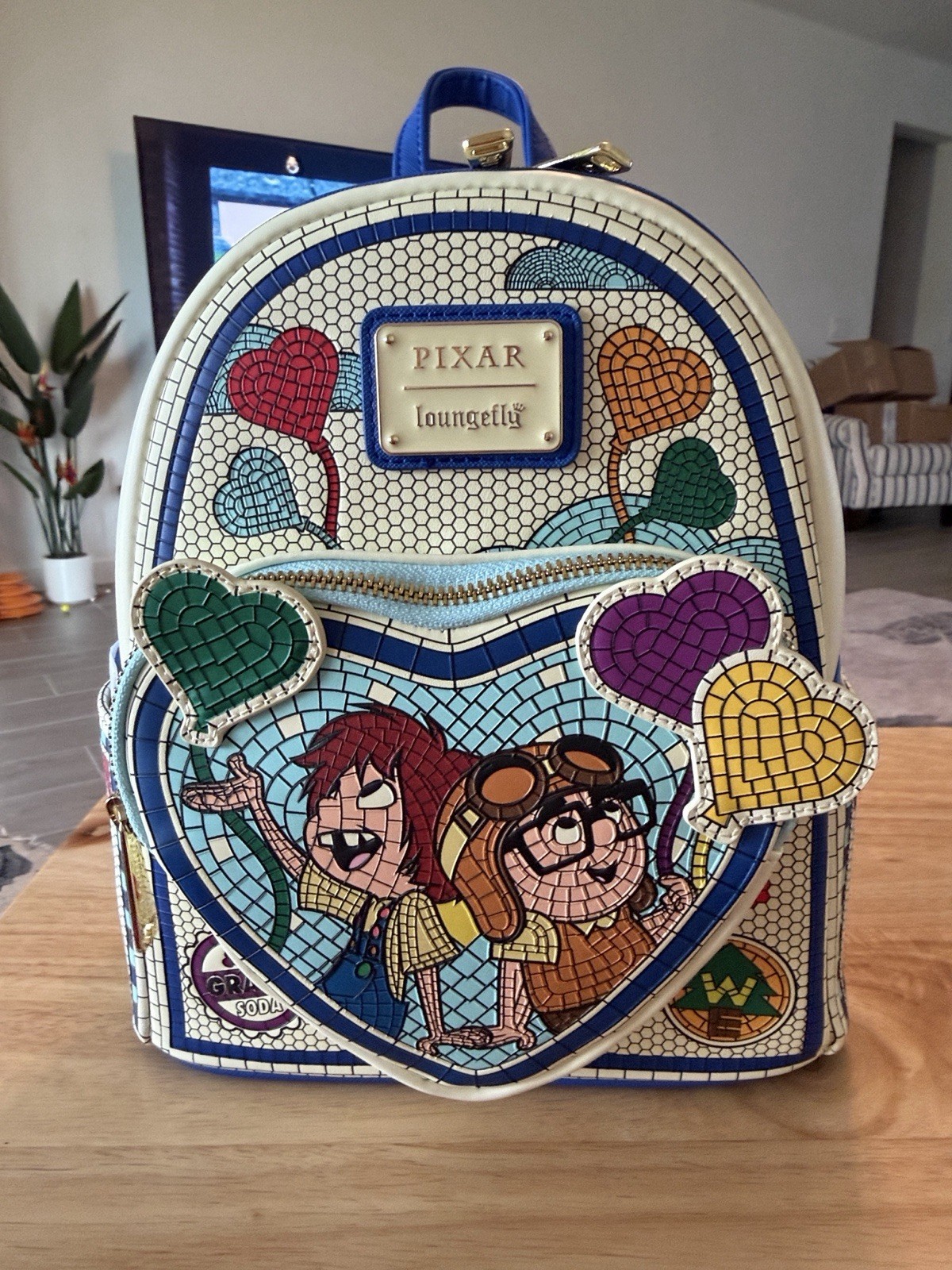 Loungefly Disney Pixar Up My Adventure Book Mini Backpack Blue White Multicolor