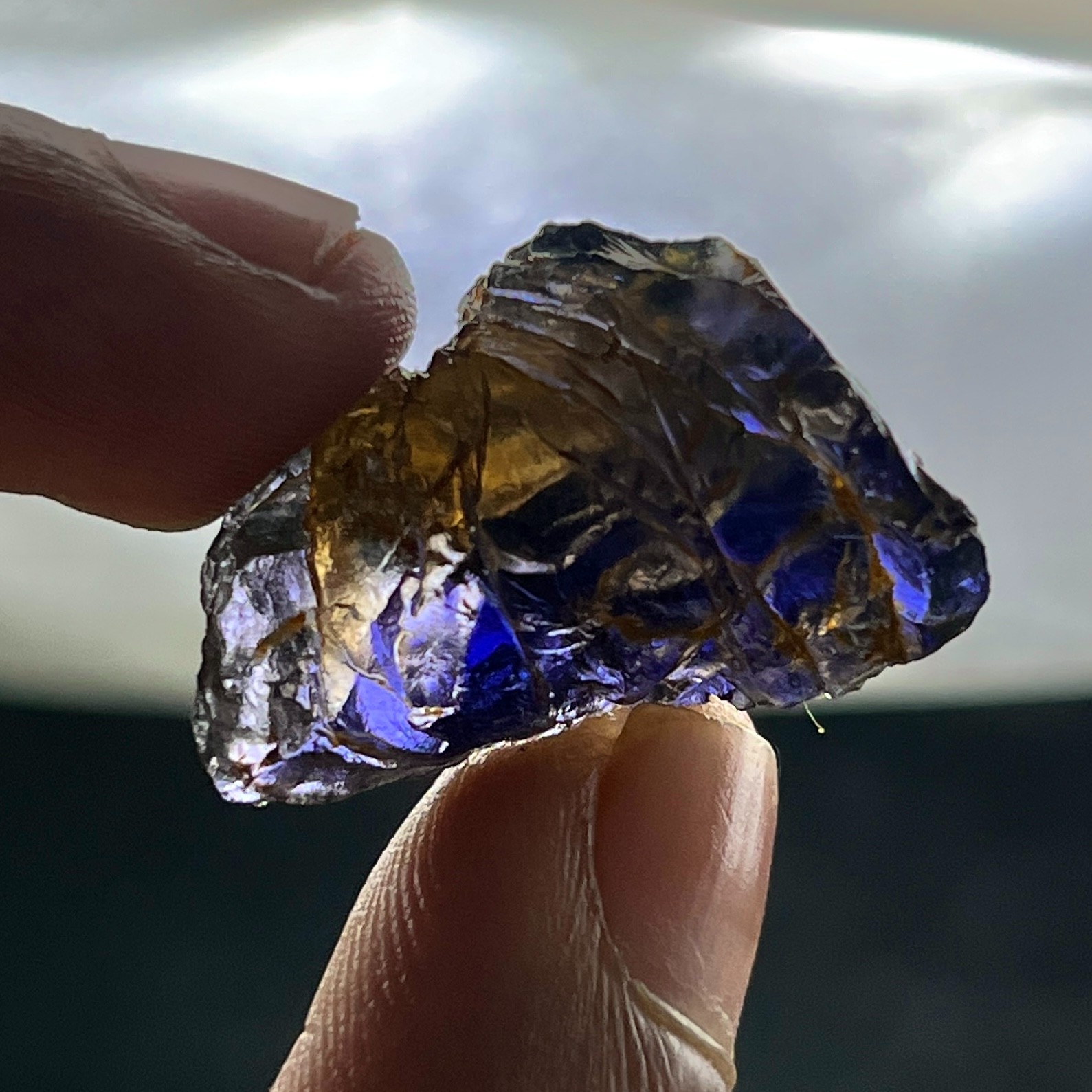 Rare Color-Shifting Iolite Rough, 30.1 Ct, 27x17x14mm Blue Yellow Raw Iolite Gem
