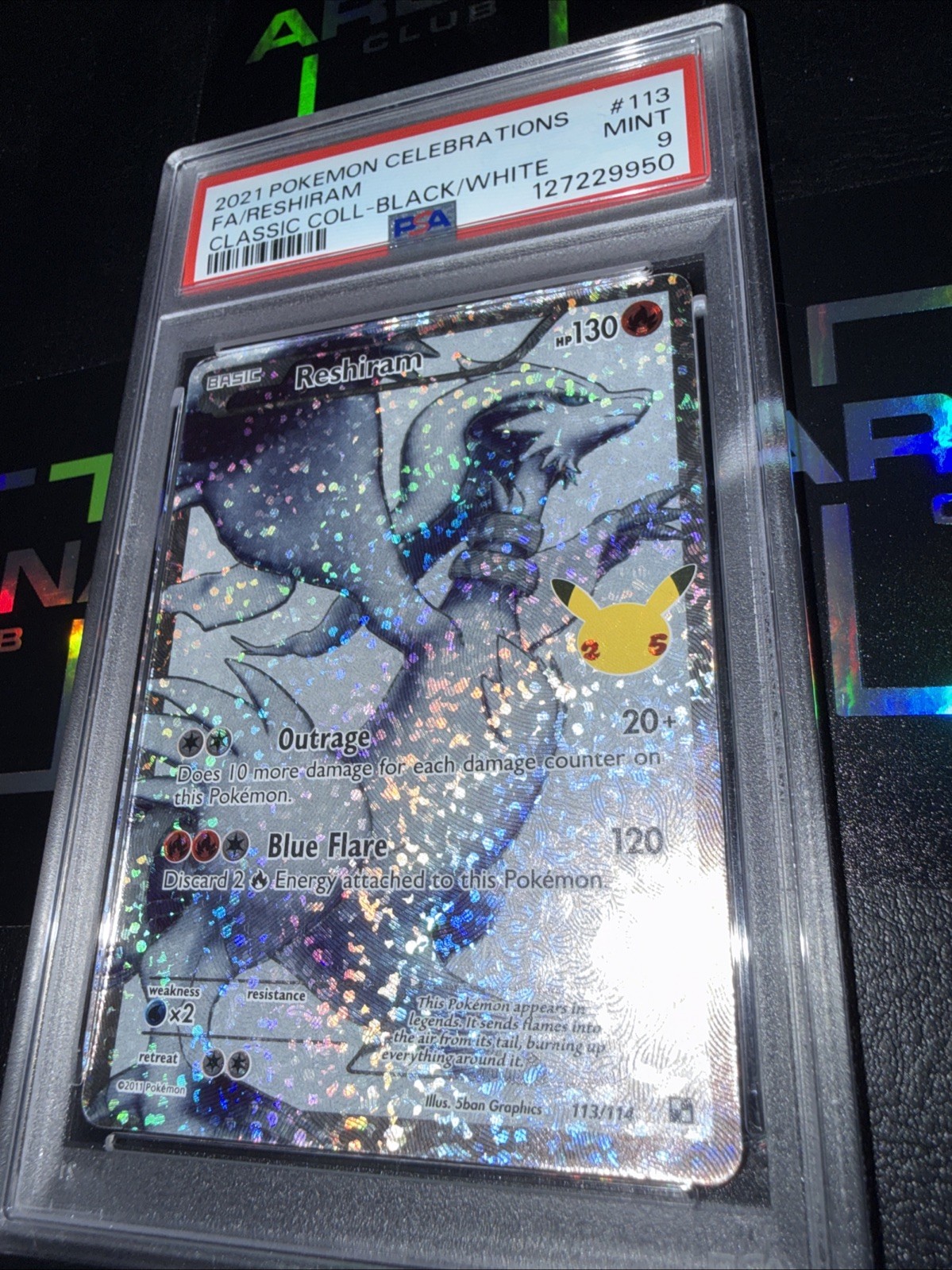 2021 POKEMON CELEBRATIONS CLASSIC COLLECTION #113 FULL ART/RESHIRAM PSA 9