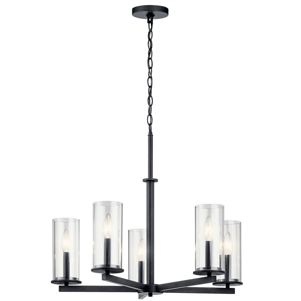 Kichler 43999BK Crosby 5-Light Chandelier Black Clear Glass