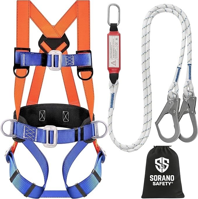 Sorano Safety Harness Fall Protection Kit, Full One Size, Orange and Blue Sorano Safety Harness Fall Protection Kit, Full One Size, Orange and Blue