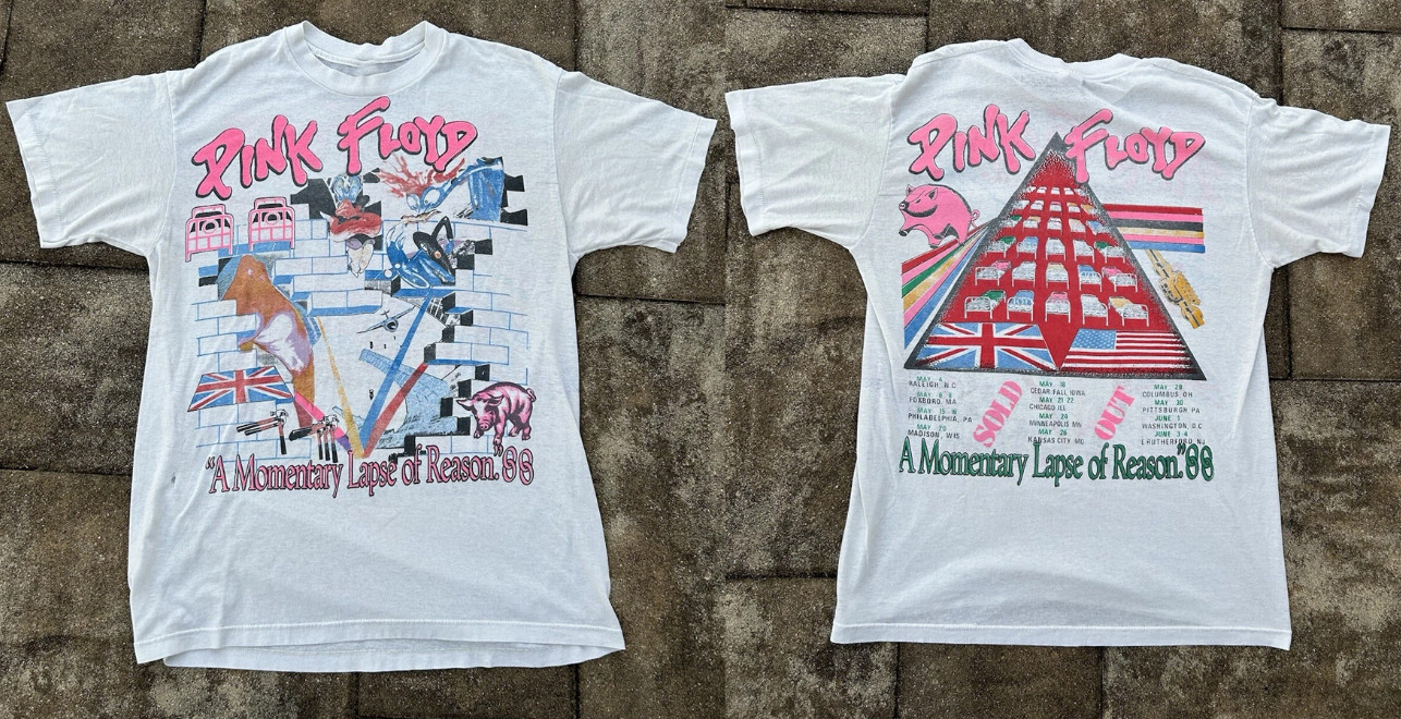 Vintage 1988 Pink Floyd White Momentary Lapse Of Reason Tour T Shirt S-5XL Vintage 1988 Pink Floyd White Momentary Lapse Of Reason Tour T Shirt S-5XL