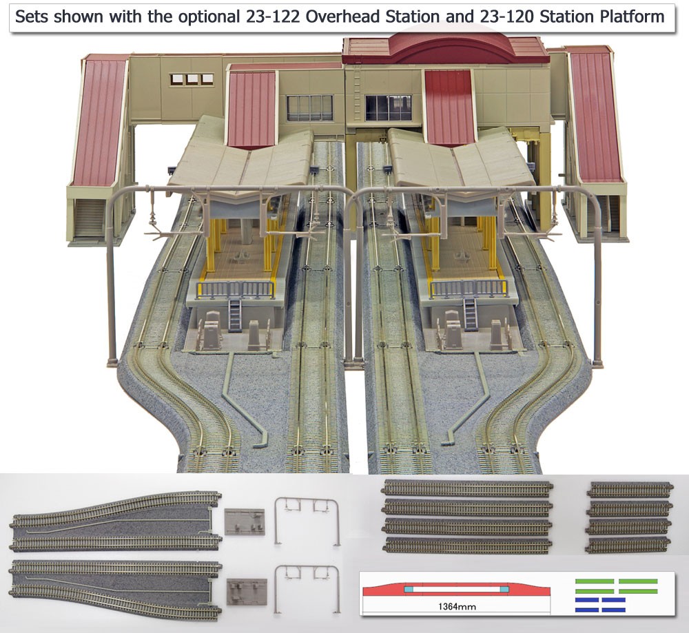 Kato 20-874 N Scale V15 Double Track Set For Station