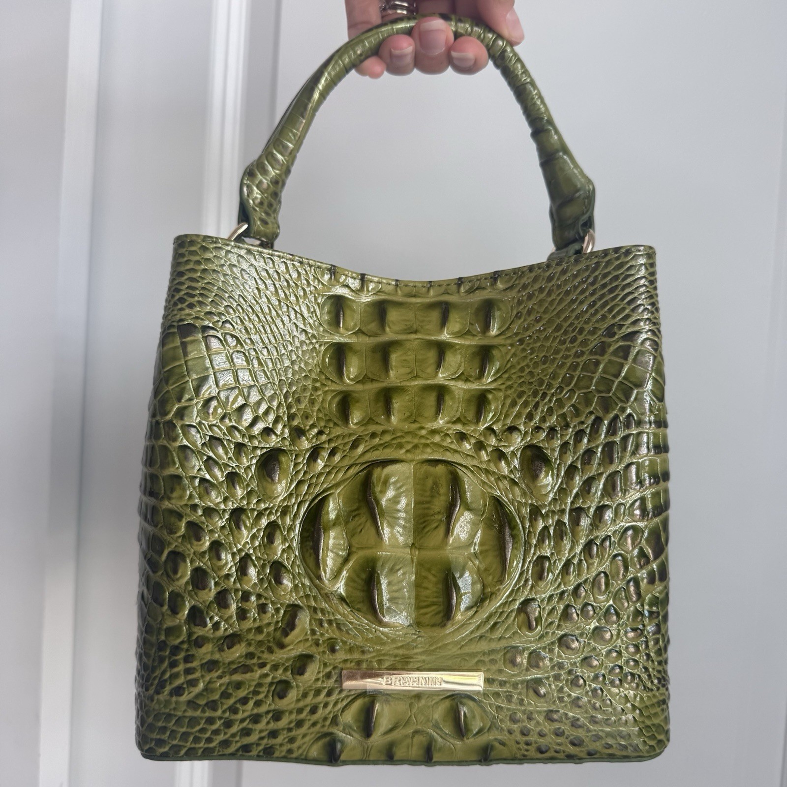 Brahmin Mini Amelia Olive Green Melbourne Leather 