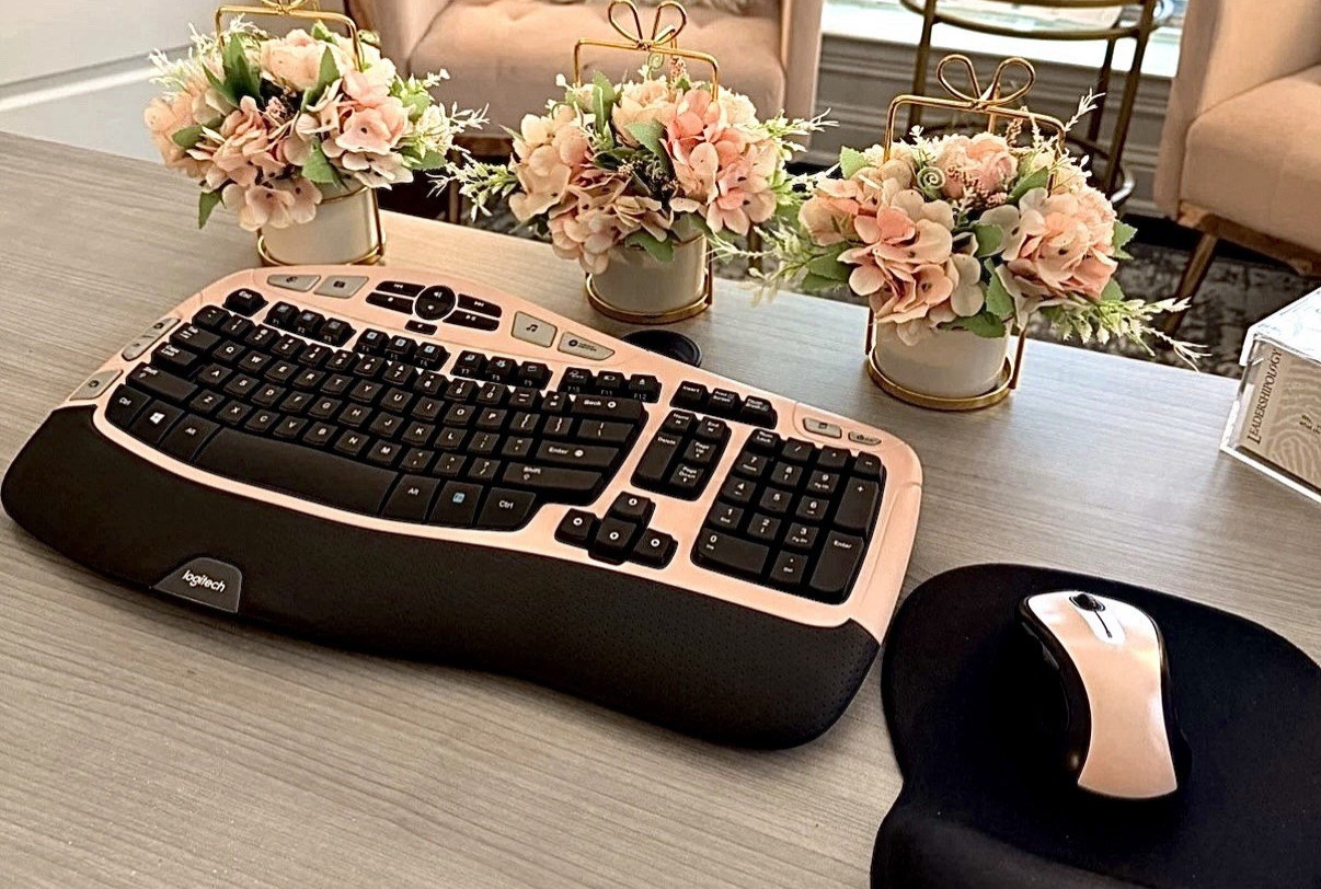 Logitech MK550 Comfort Wave K350 Pink Wireless Keyboard M510 Combo Ergonomic USB