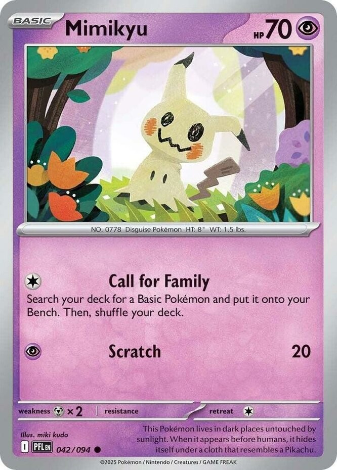 Mimikyu - 042/094 - Common (Near Mint) Phantasmal Flames - Psychic Pokémon