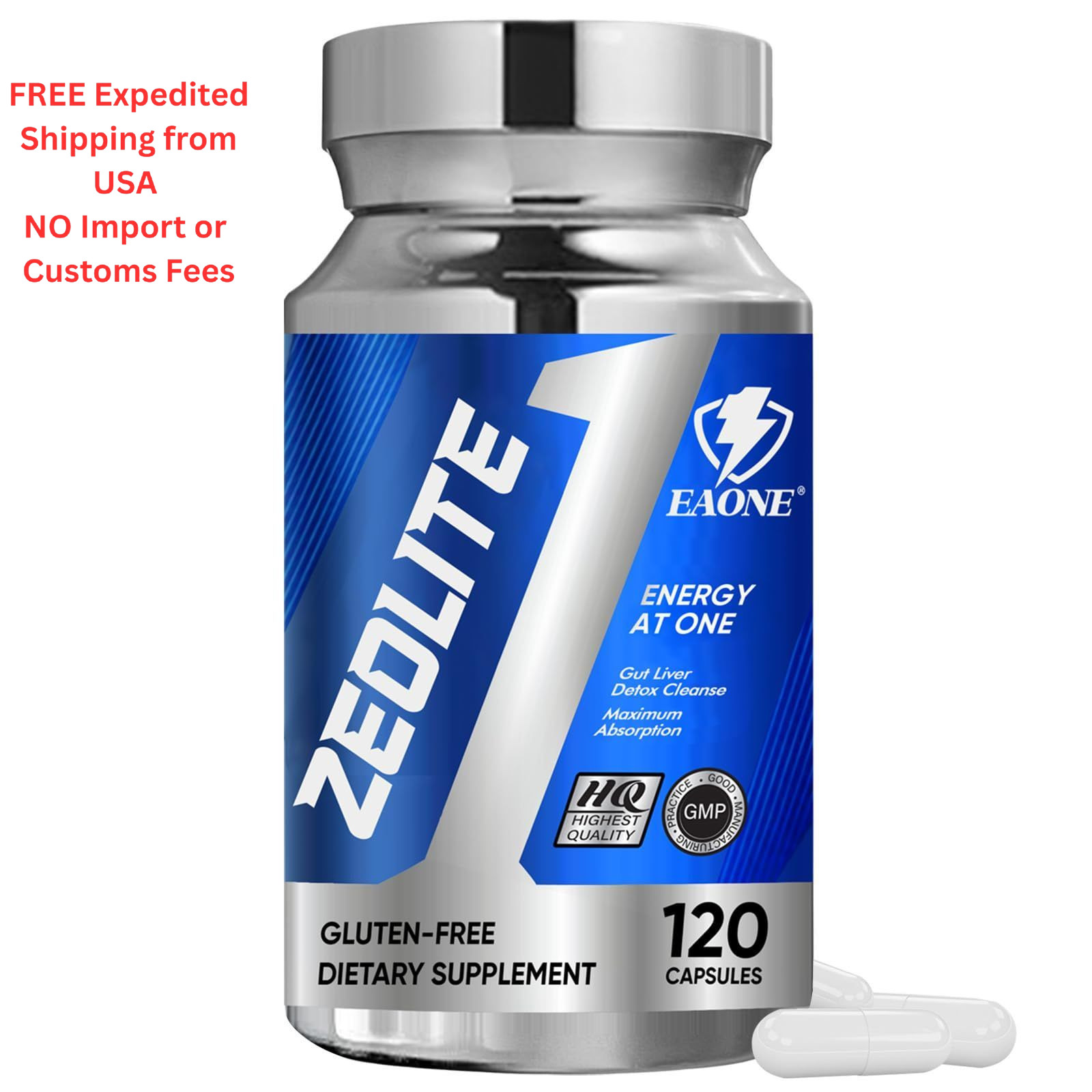 EAONE 2300mg Zeolite Detox Capsules for 120 Count (Pack of 1),