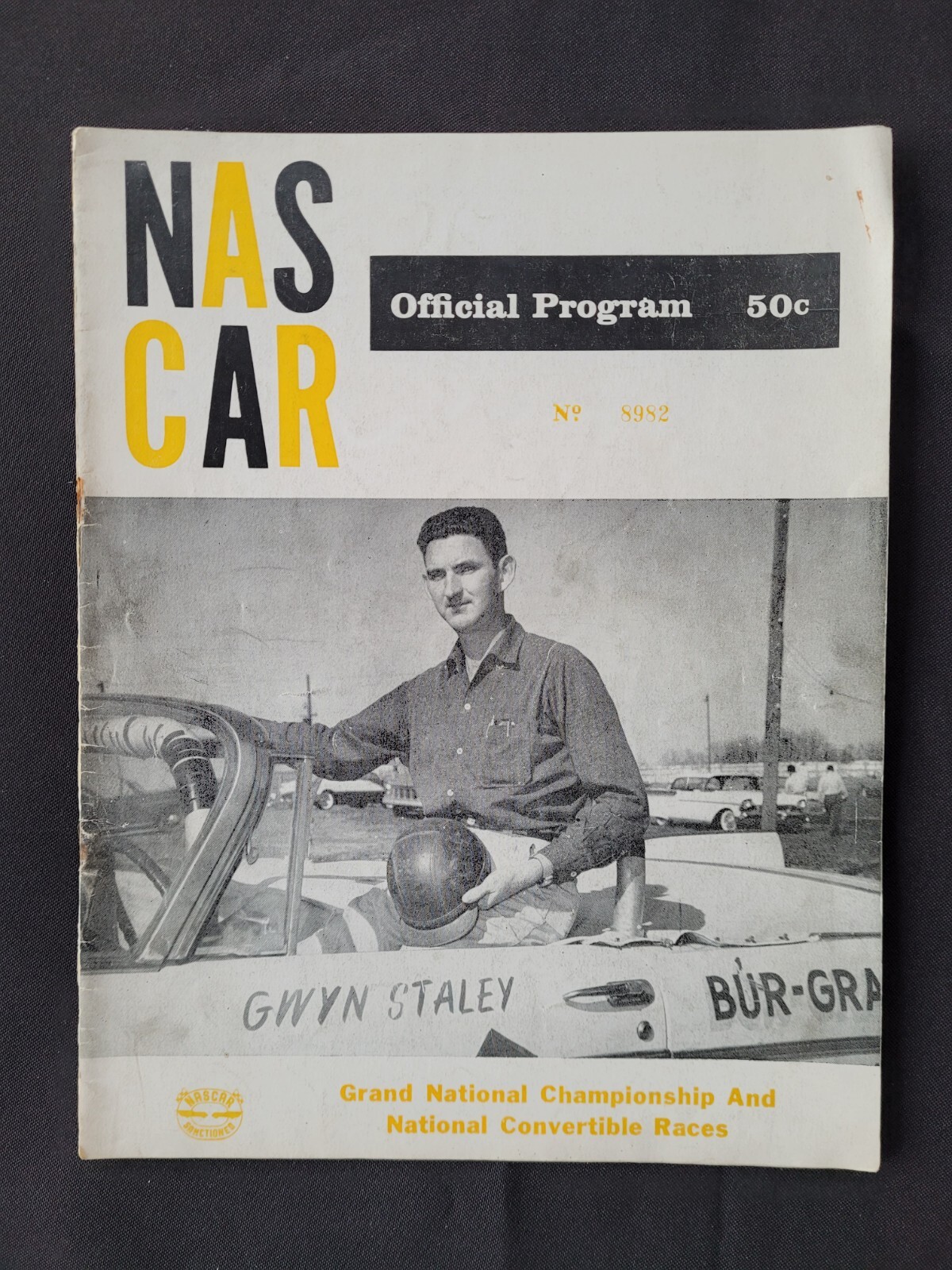 1958 NASCAR Grand National/Convertible Program, Early April/ Cover-Gwyn Staley