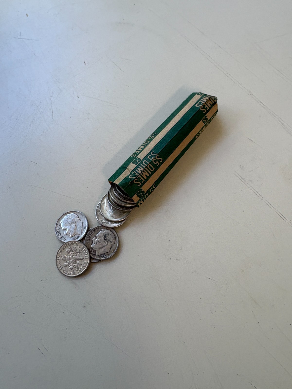 1950\'s - 1964 90% Silver Roosevelt Dimes Roll 50 Coin Lot Collection *4860 1950\'s - 1964 90% Silver Roosevelt Dimes Roll 50 Coin Lot Collection *4860