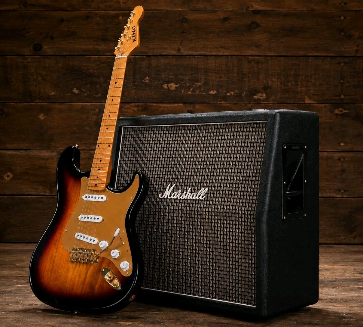 LIGHTWEIGHT VINTAGE SUNBURST 6 STRING KING STRATO SOLID ELECTRIC GUITAR-GOLD TR LIGHTWEIGHT VINTAGE SUNBURST 6 STRING KING STRATO SOLID ELECTRIC GUITAR-GOLD TR