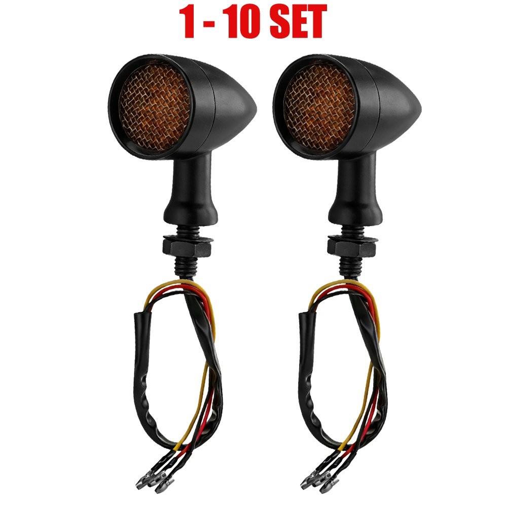 2-20X Motorcycle Blinker Turn Signal Tail Amber Light 12V M10 - Lens Replaceable