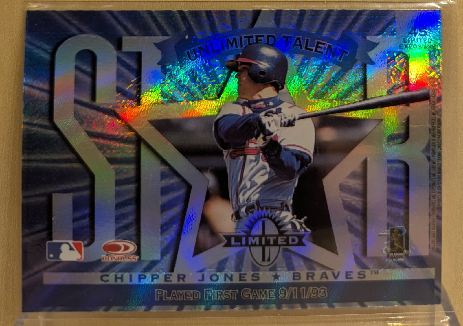 1997 Donruss LIMITED EXPOSURE #45 Chipper Jones Refractor HOF RARE PARALLEL