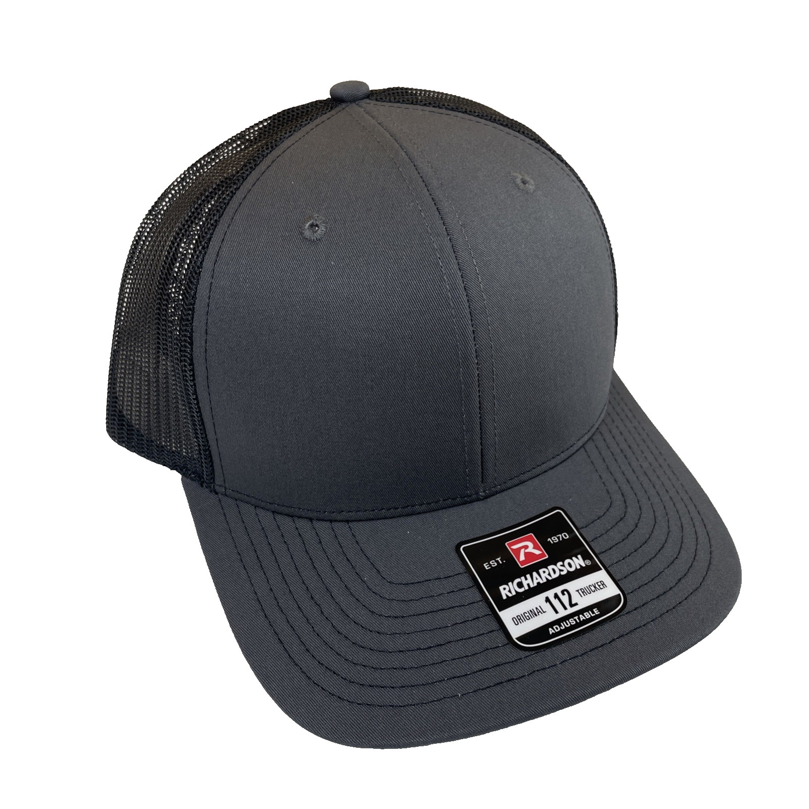 RICHARDSON STYLE 112-FP Adult Gray Adjustable SnapBack Meshback Trucker Hat Cap