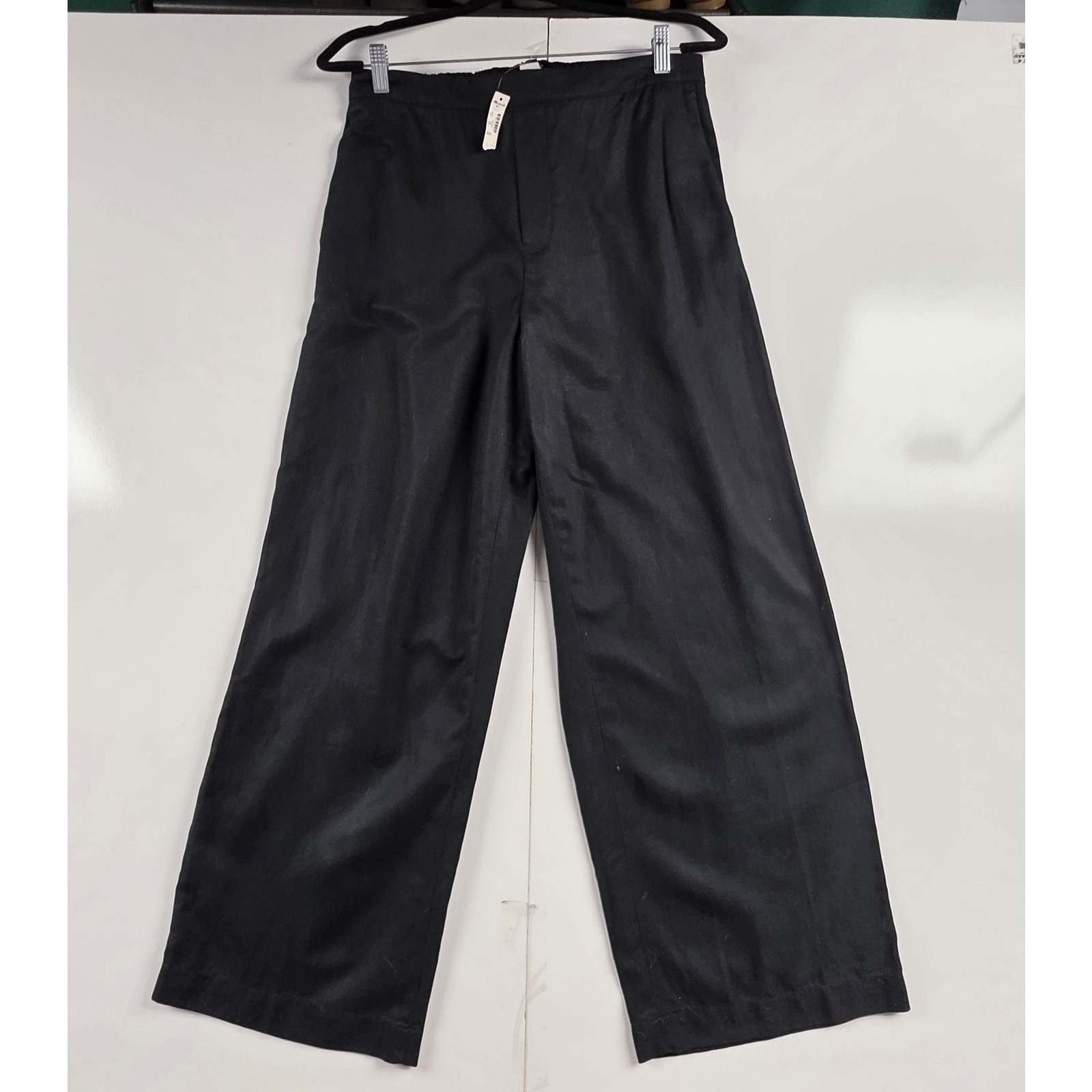 Madewell Pull-On Straight Pants Drapey Twill L Black NWT $98 NT523 0107