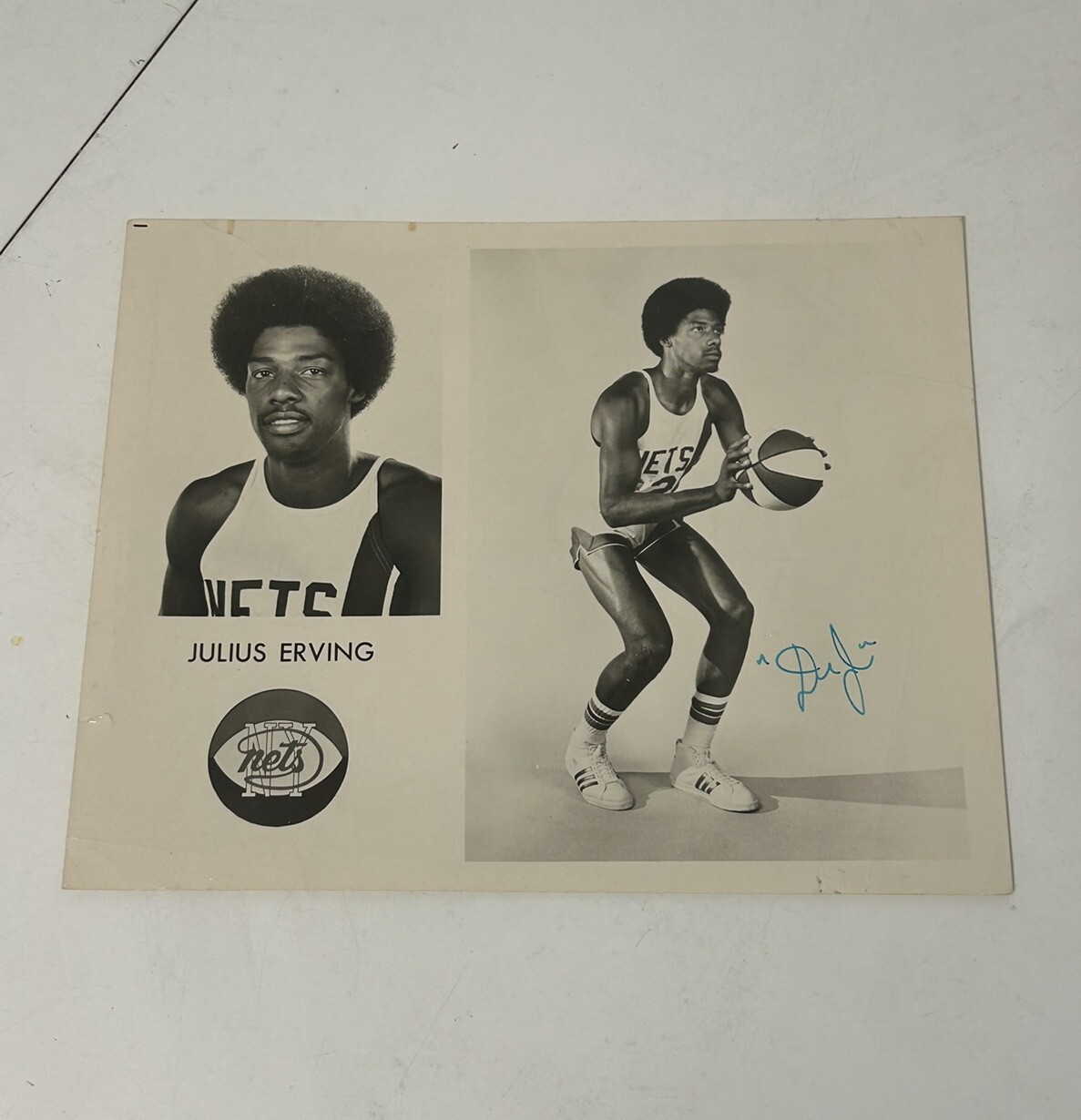 RARE Julius Erving Signed Black & White Photograph Nets RARE Julius Erving Signed Black & White Photograph Nets