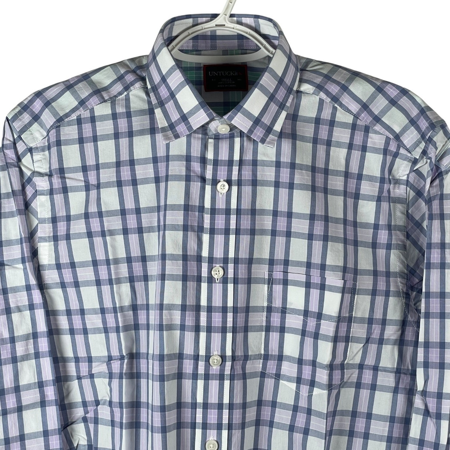 UNTUCKit Tamellini Button Up Shirt Mens Small Regular Purple Plaid Cotton NEW