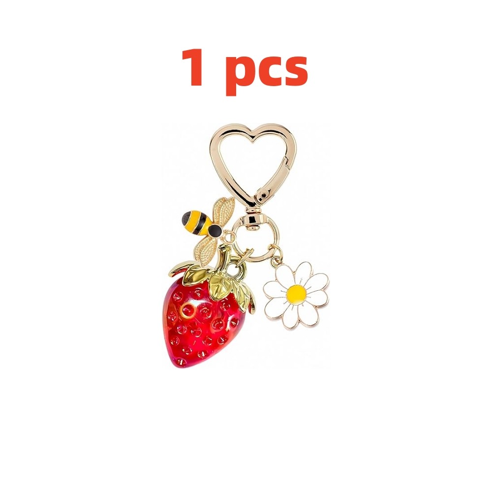 1/2Pcs Cute Cherry Strawberry Bag Charms Keychain Purse Accessories Charm Womens