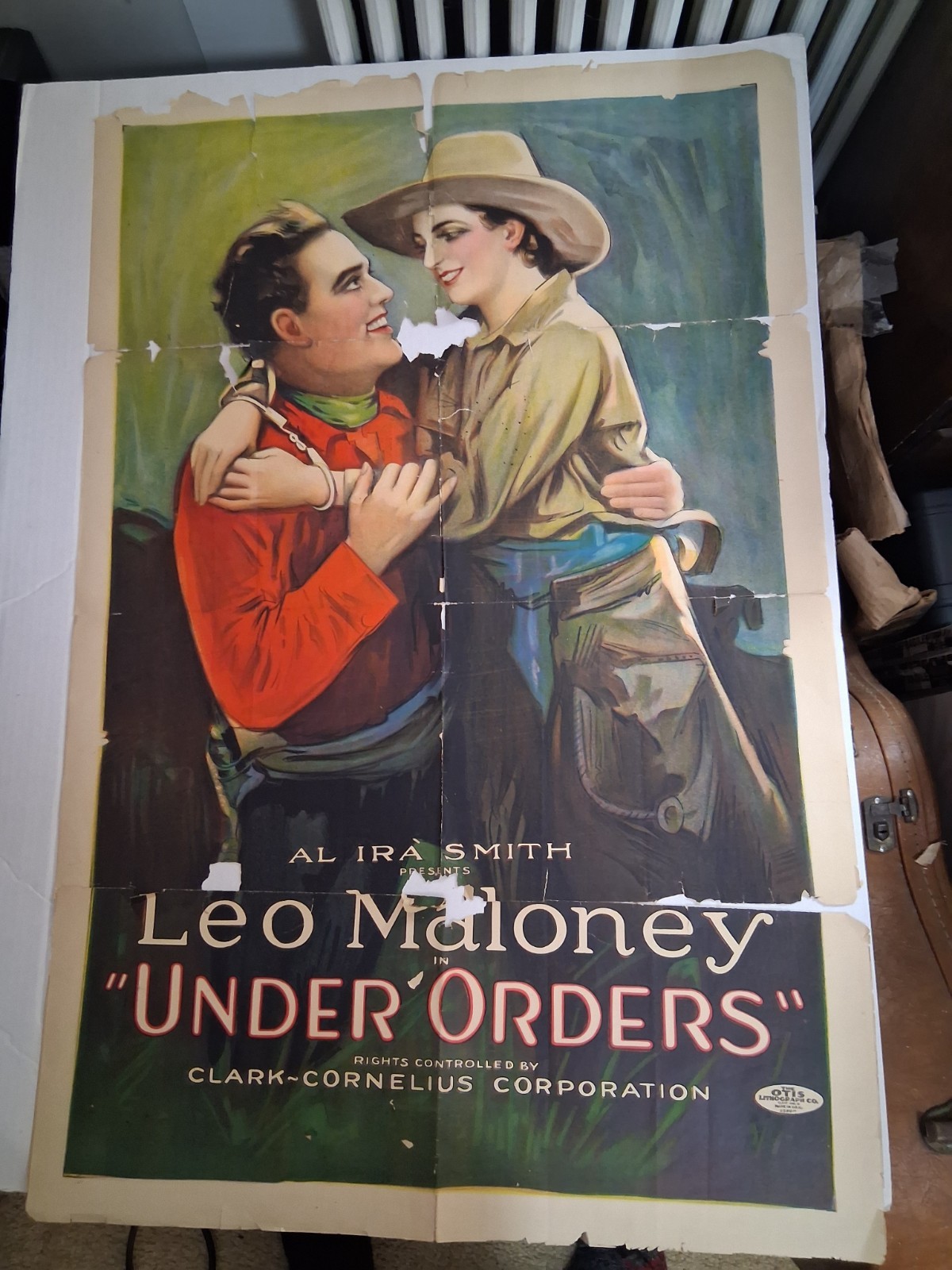 Leo Maloney in Under Orders 1922 Otis Lithograph Co. 1 sheet size RARE Leo Maloney in Under Orders 1922 Otis Lithograph Co. 1 sheet size RARE