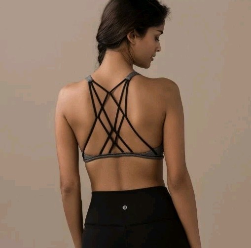 Lululemon Free To Be Zen Bra Heathered Black Yoga Workout Gym Size 4