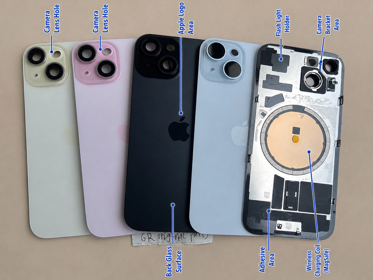 iPhone 15 Back Glass OEM Replacement Original Pulled Rear Cover Grade A