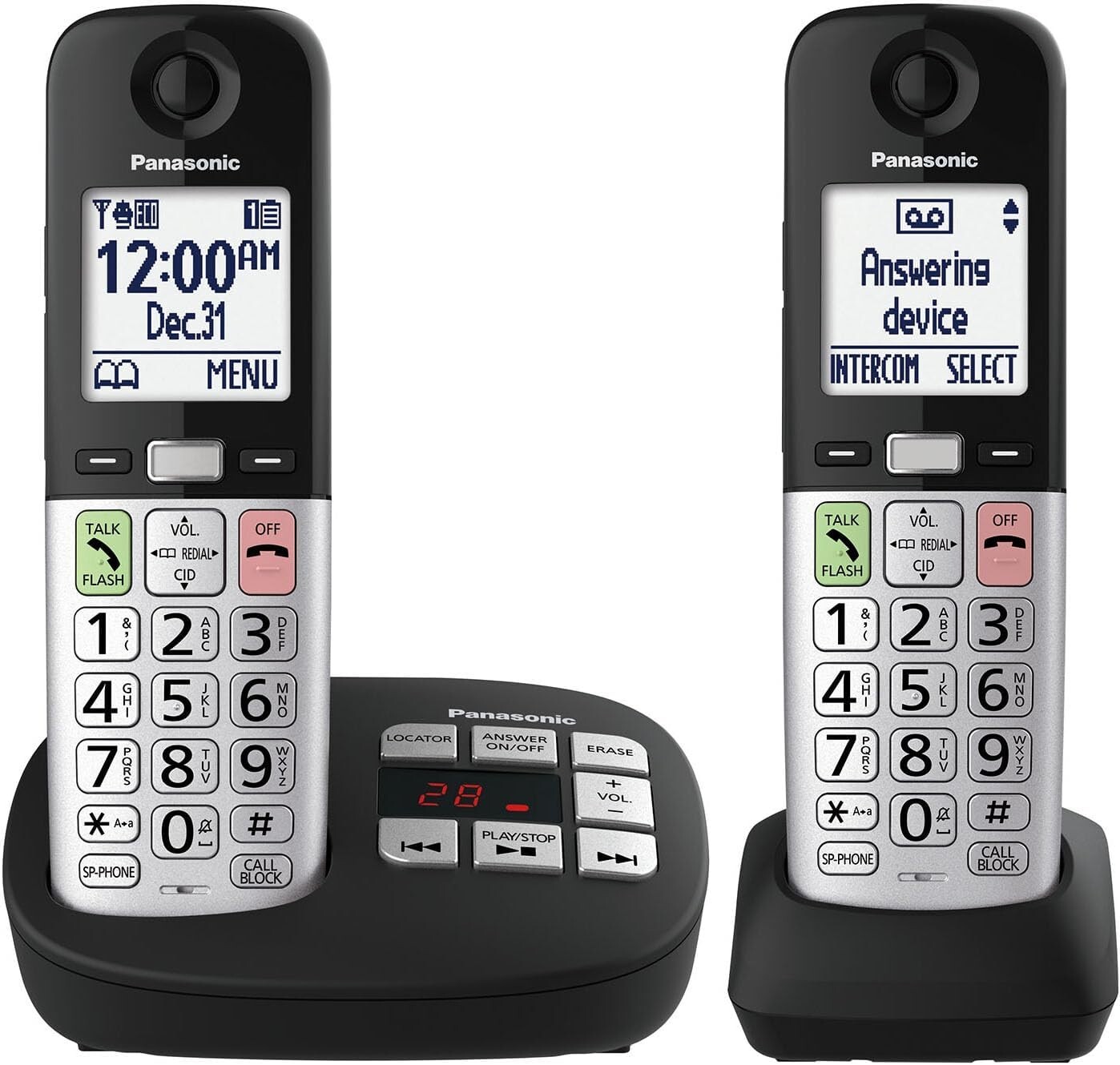 Panasonic Expandable Cordless Phone Answering Machine Call Block 2 Handset Black