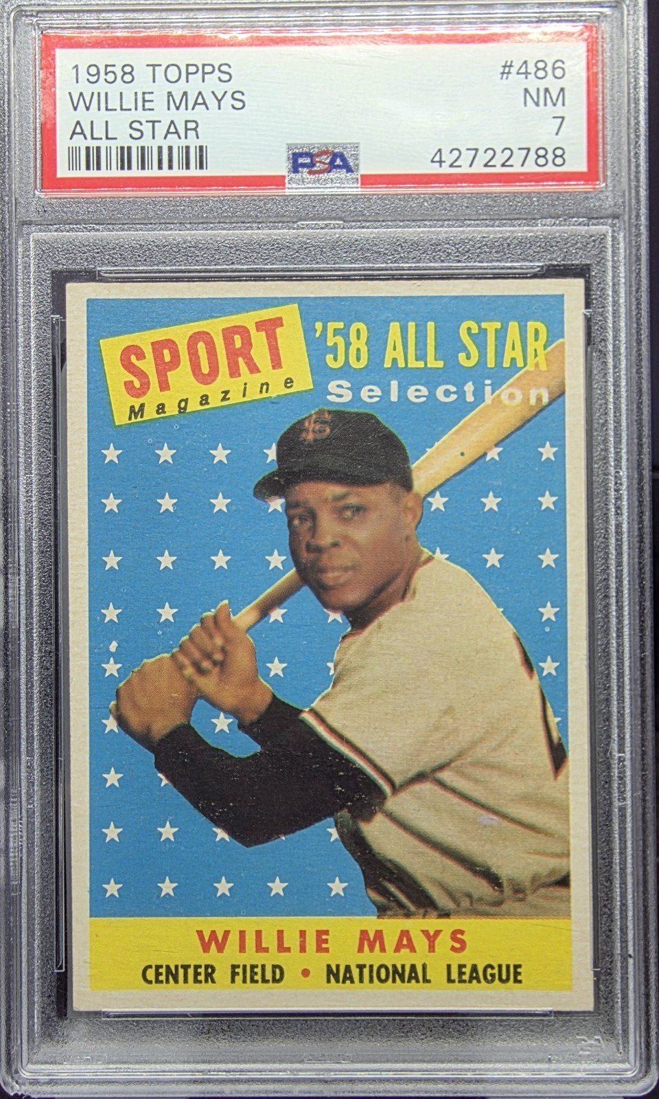 1958 Topps Willie Mays All-Star #486 Giants PSA 7 NM