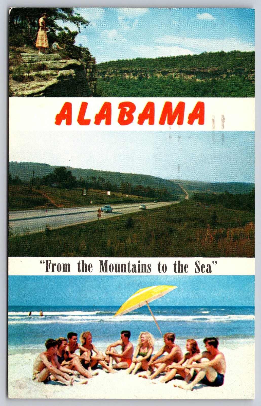 Greetings from Alabama Large Letter From Mountains to Sea Postcard PC277