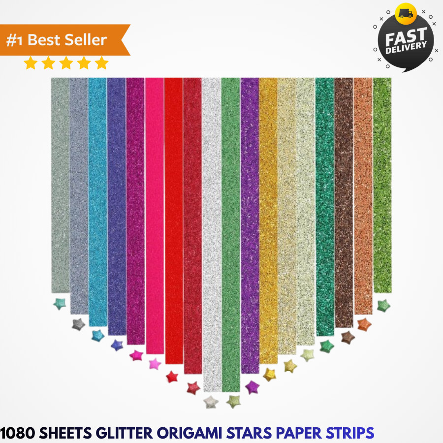 1080 Sheets Glitter Origami Star Paper Strips Sparkling Lucky Star DIY Hand Craf 1080 Sheets Glitter Origami Star Paper Strips Sparkling Lucky Star DIY Hand Craf