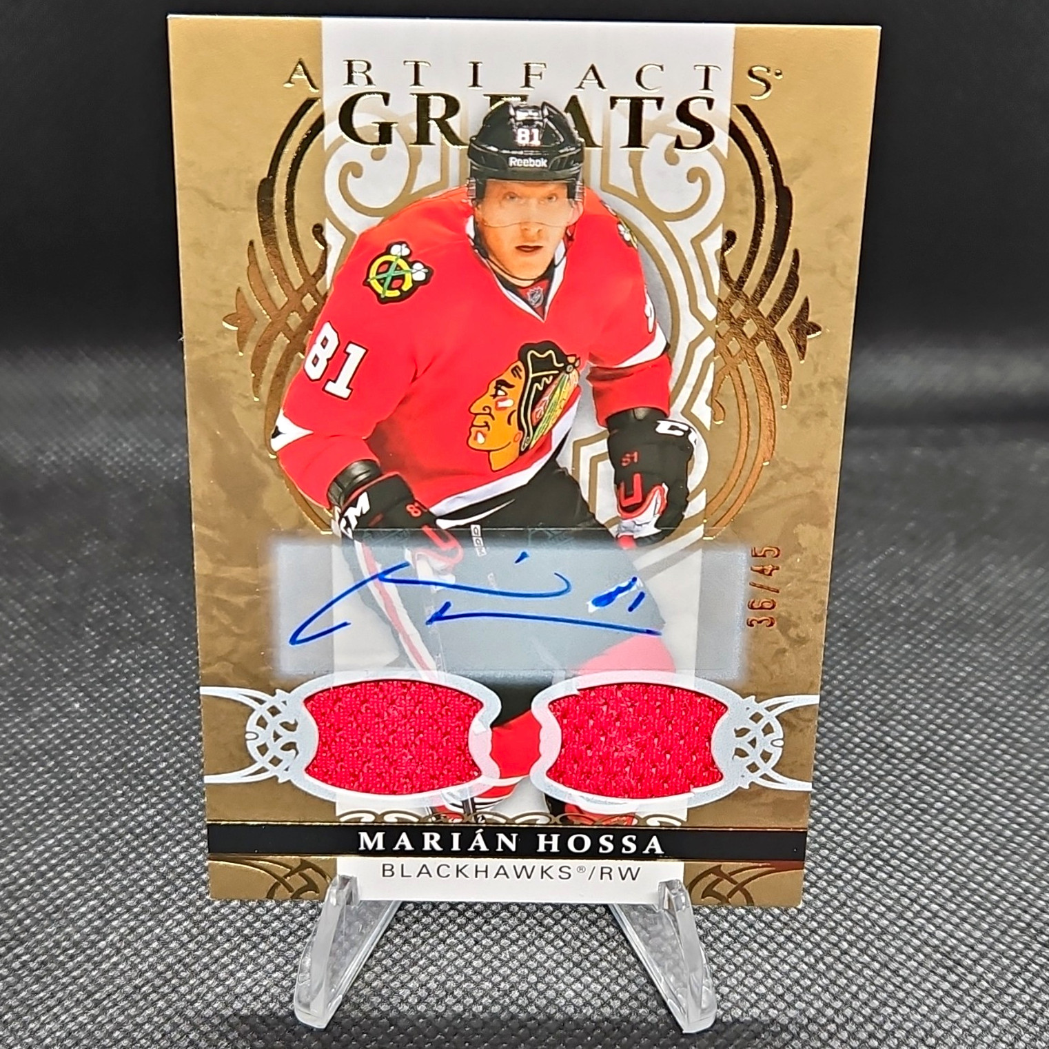 Upper Deck Artifacts Marian Hossa Blackhawks #167 Gold Spectrum Materials 36/45 Upper Deck Artifacts Marian Hossa Blackhawks #167 Gold Spectrum Materials 36/45