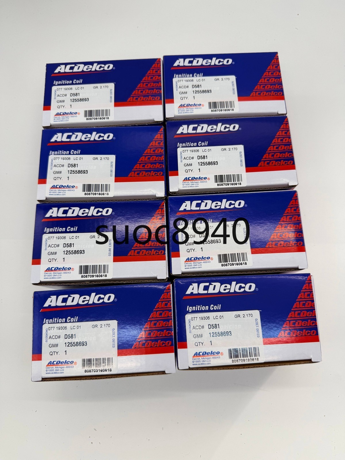 OEM Acdelco 8 Ignition Coil For Chevy Silverado 1500 GMC 4.8 12558693 D581 UF271