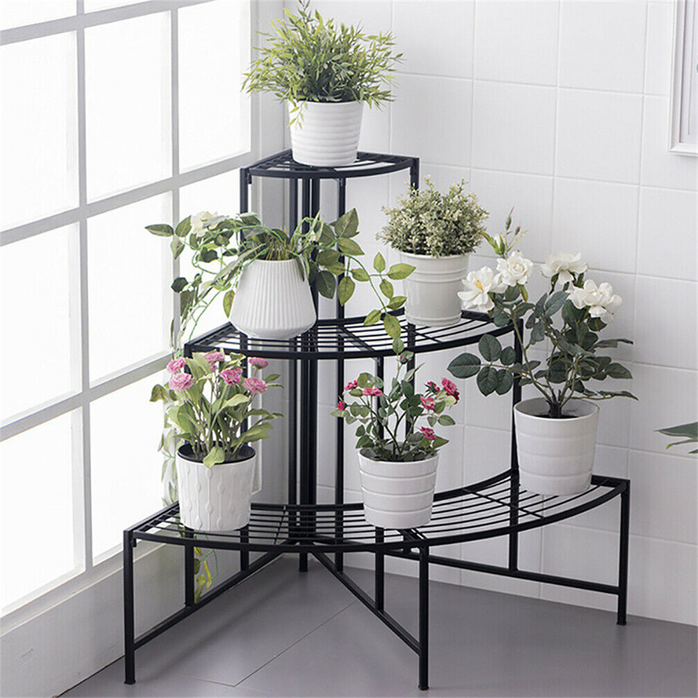 3 Tier Plant Stand Flower Pot Organizer Rack Quarter Round Plant Display Holder