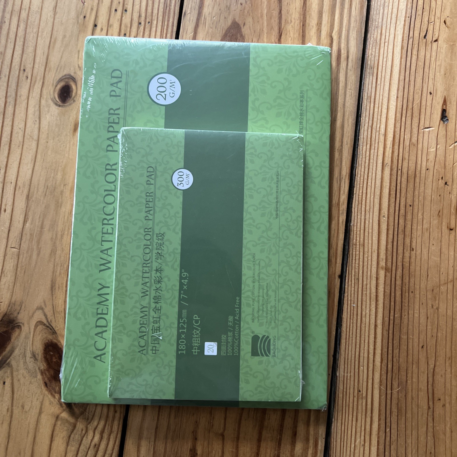 BAOHONG Academy Watercolor Paper, 100% Cotton, 300gsm 200gsm cold Press Lot Of 2 BAOHONG Academy Watercolor Paper, 100% Cotton, 300gsm 200gsm cold Press Lot Of 2