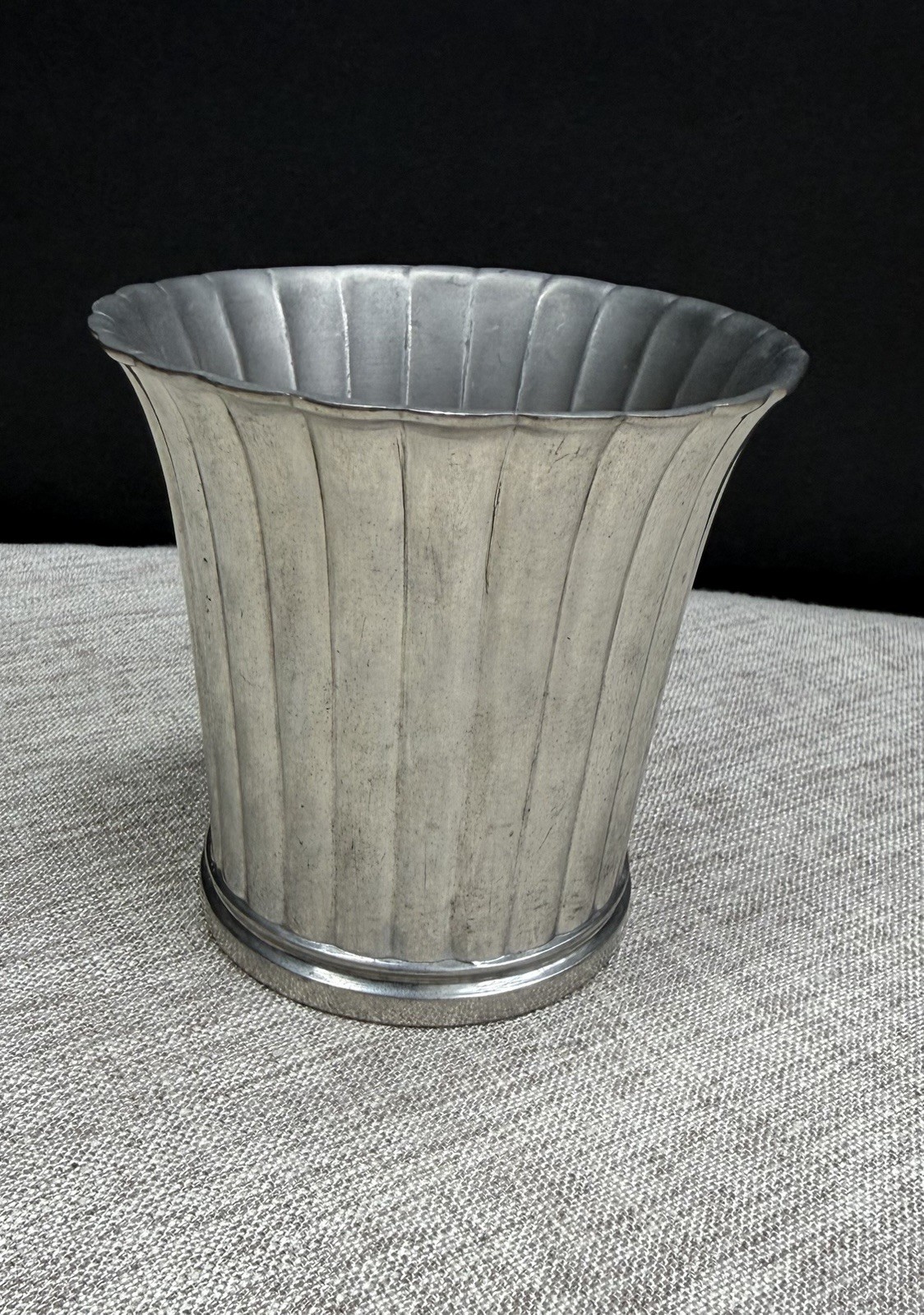 Just Andersen 2353 Denmark Støbt Tin Fluted Vase Danish Art Deco