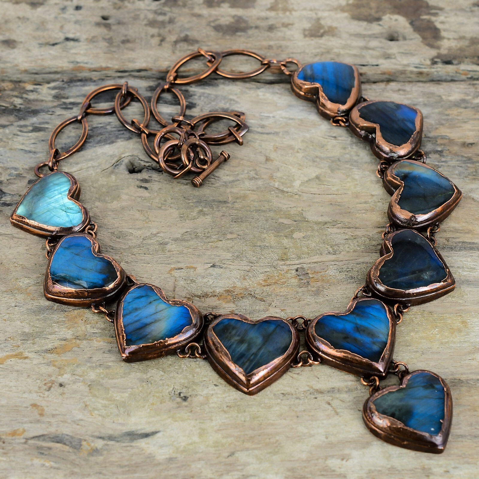 Labradorite Electroformed Adjustable Necklace Handcrafted Copper Holiday 18.0\