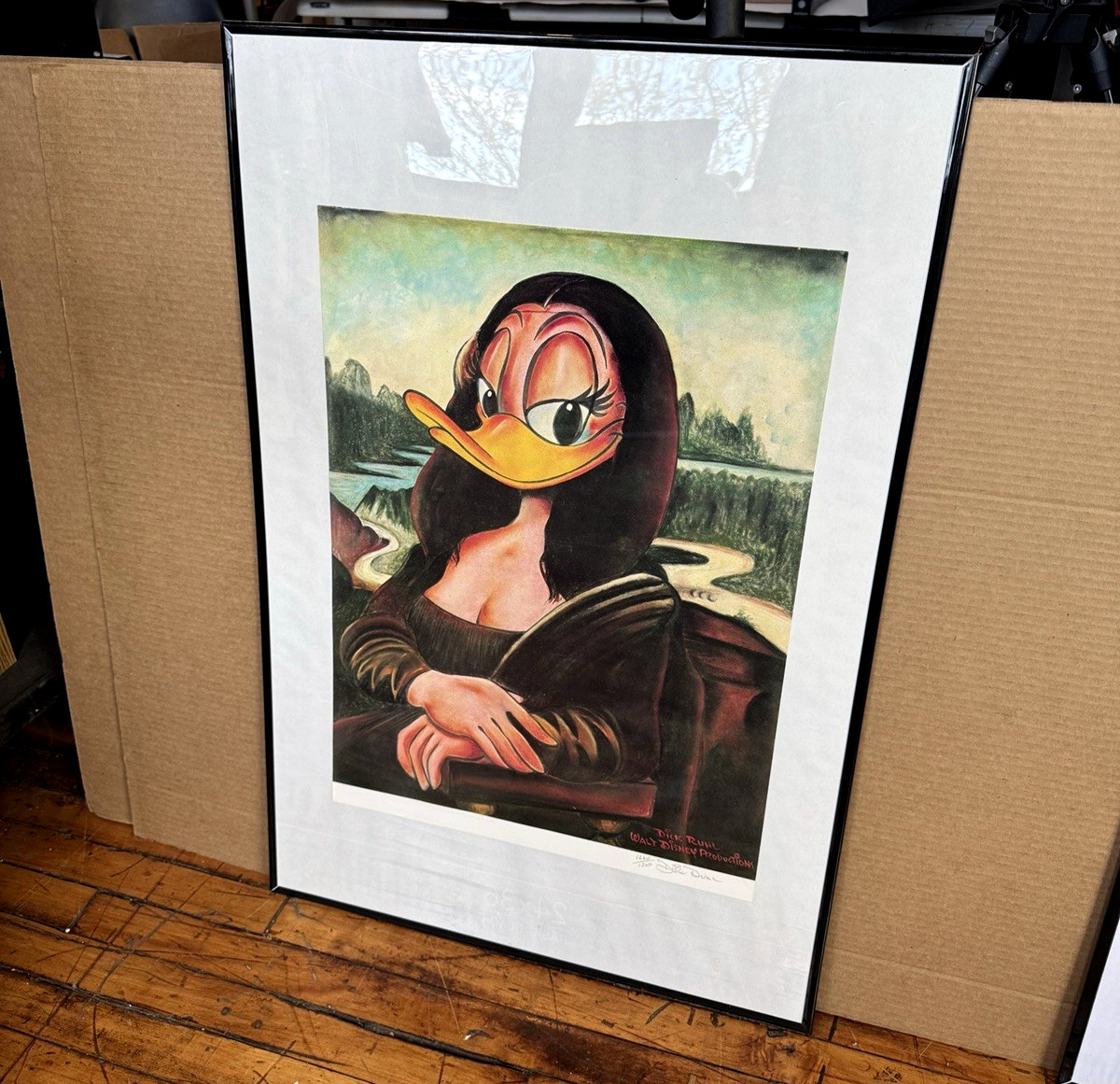 Vintage Walt Disney Dick Ruhl Mona Duck Lithograph Print 25x18 Signed 1264/1300