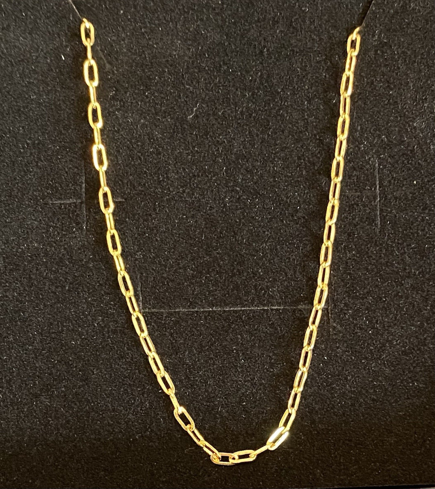 10k Yellow Gold 18” Paper Clip Link 1.8mm Chain Necklace, Lobster Clasp 